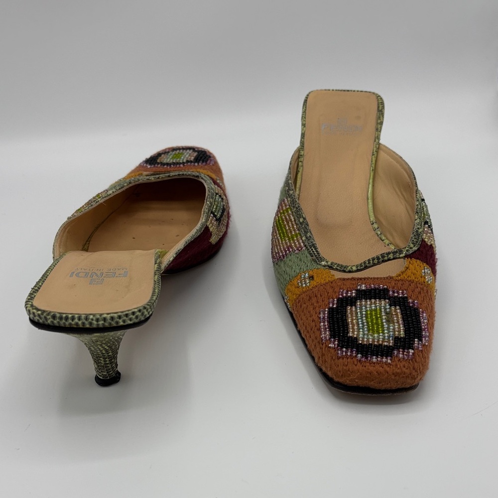 Fendi Beaded Multicolor Mule Heels - Women - Size 9 - Picture 11 of 12